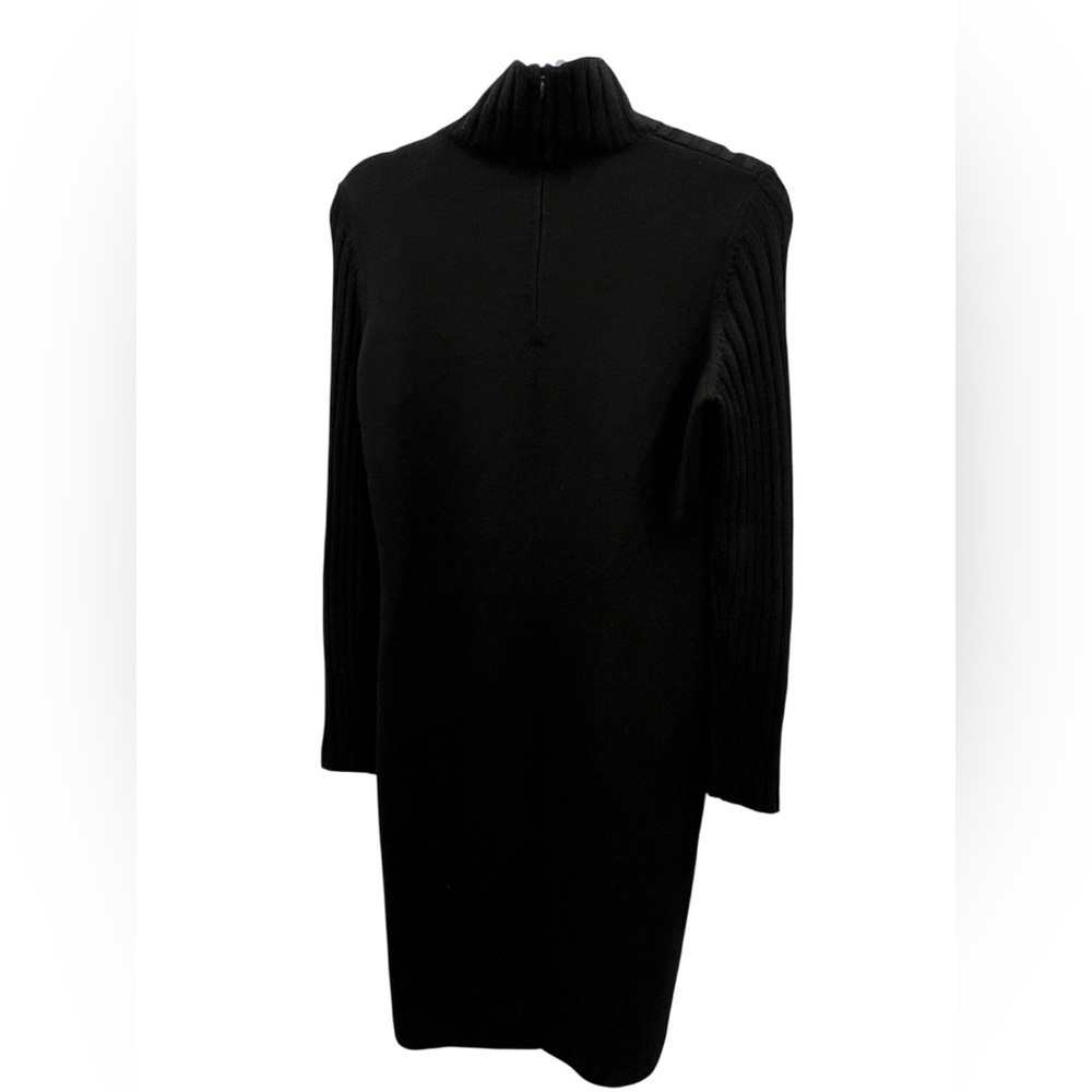Akris Punto Wool Rib Knit Mock Neck Midi Dress Black Size 8 - Picture 9 of 12